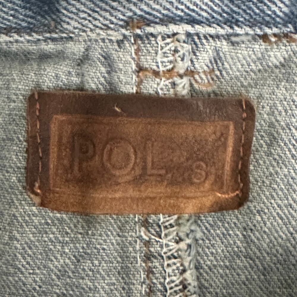 Pol Mini Skirt Womens S Medium Wash Denim Button Front Stretch Embroidered 90s - Picture 4 of 5